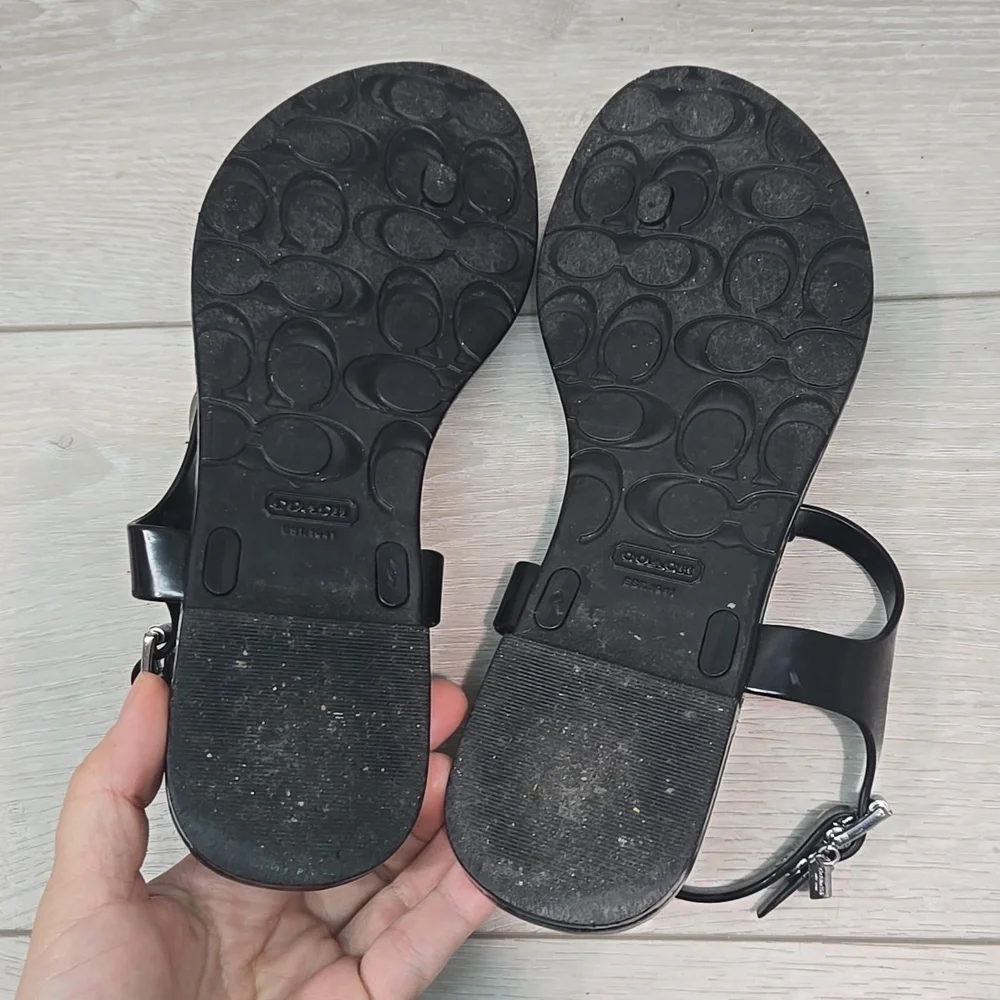 Coach Piccadilly Jelly Hard Rubber Women's Sandals Thong Slide Beach Shoes Sz 8B - Picture 8 of 11